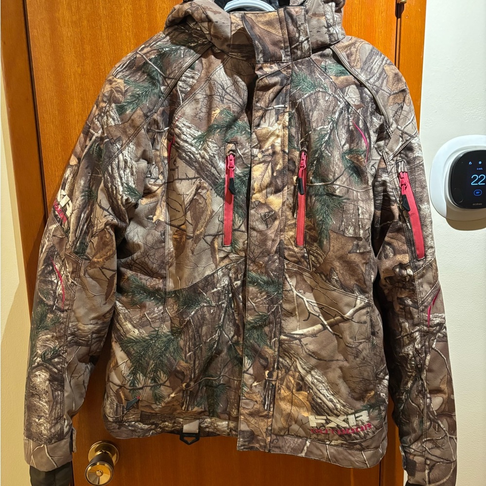 Camo Women’s FXR Snowmobile Jacket with Pink Accents